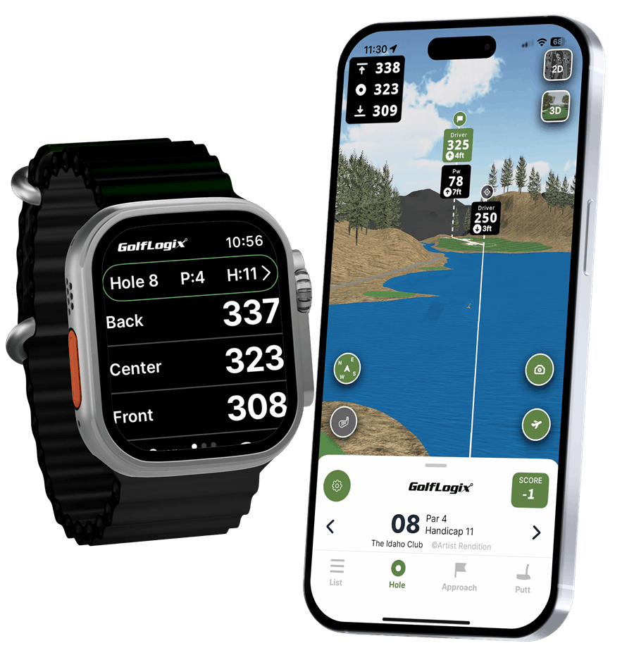 GolfLogix app on iPhone and Apple Watch