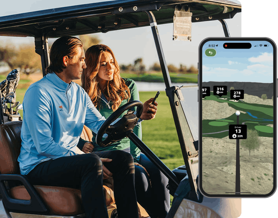 Golfers using GolfLogix on the course